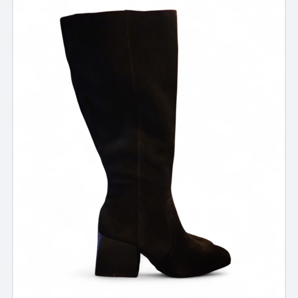 Blondo Tessa Knee High Waterproof Boots Black Suede Womens 7.5 M B7318W Mid Heel